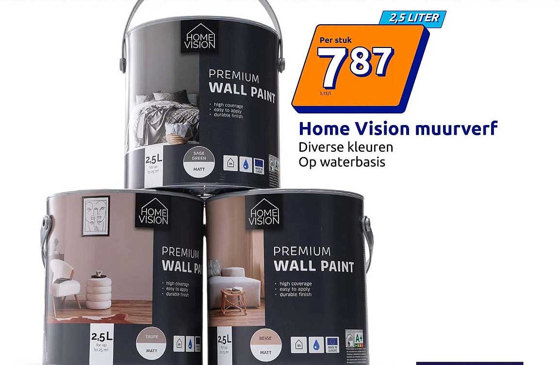 Home Vision muurverf Diverse kleuren Op waterbasis