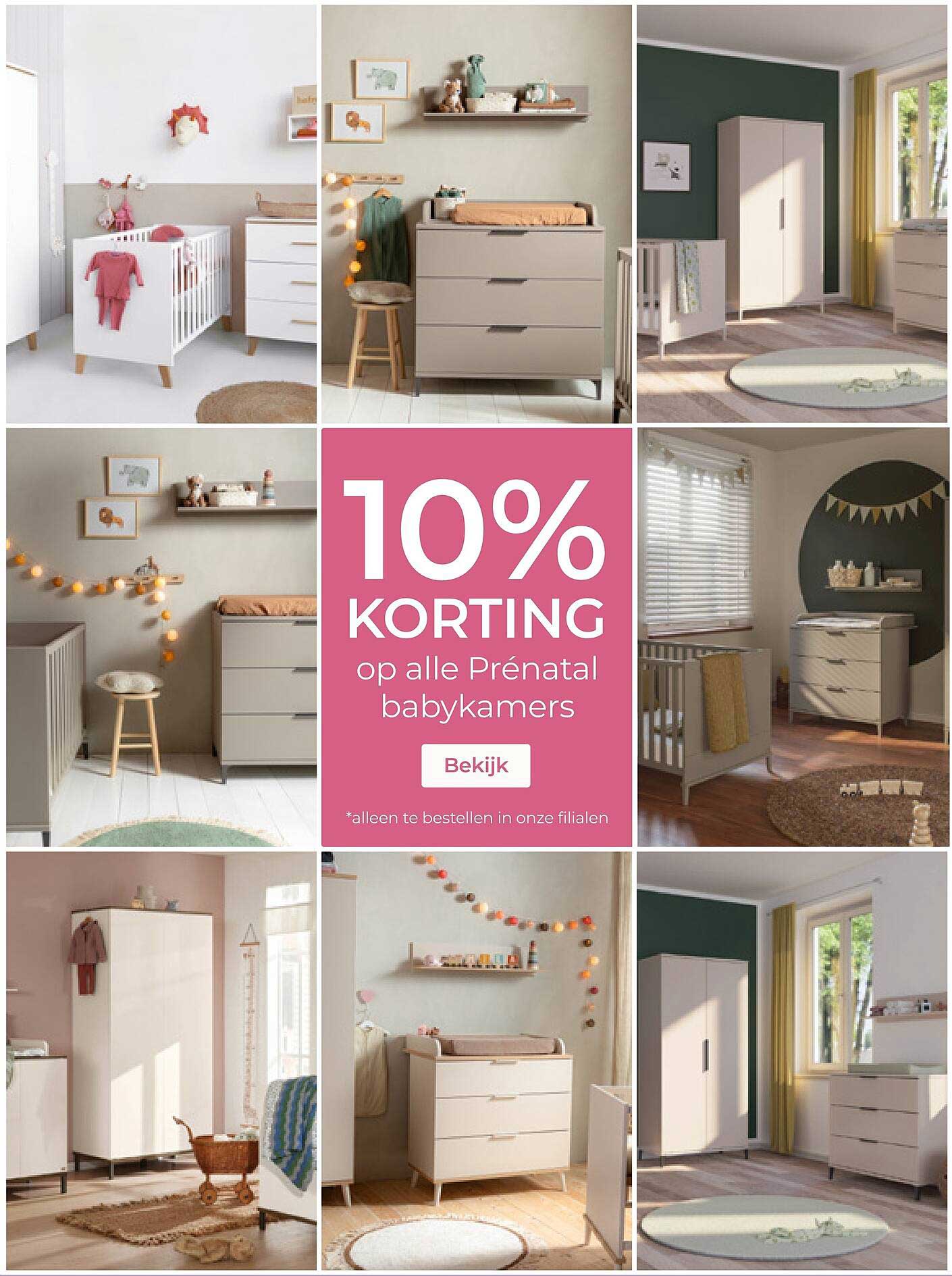 10% korting op alle Prénatal babykamers