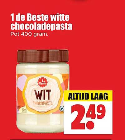 1de Beste witte chocoladepasta Pot 400 gram.