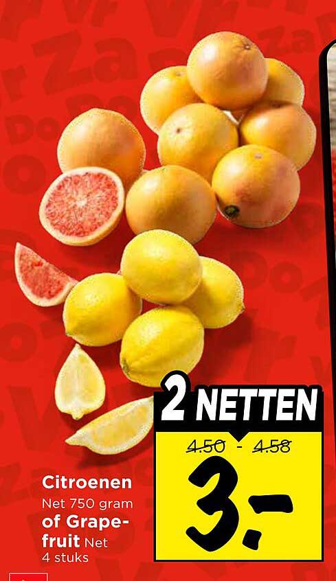 2 netten Citroenen Net 750 gram of Grape-fruit Net 4 stuks