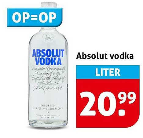 Absolut vodka LITER OP=OP
