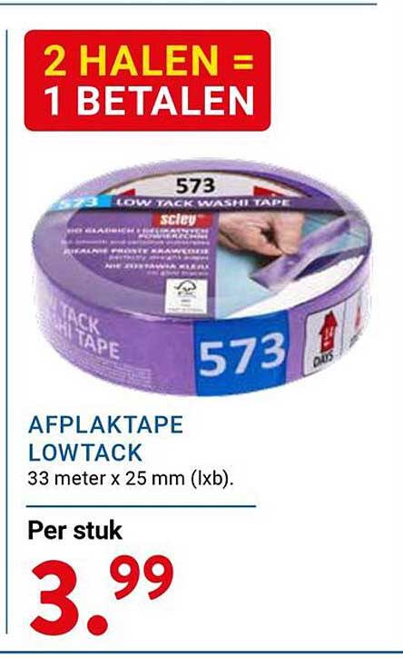 AFPLAKTAPE LOWTACK 2 HALEN = 1 BETALEN