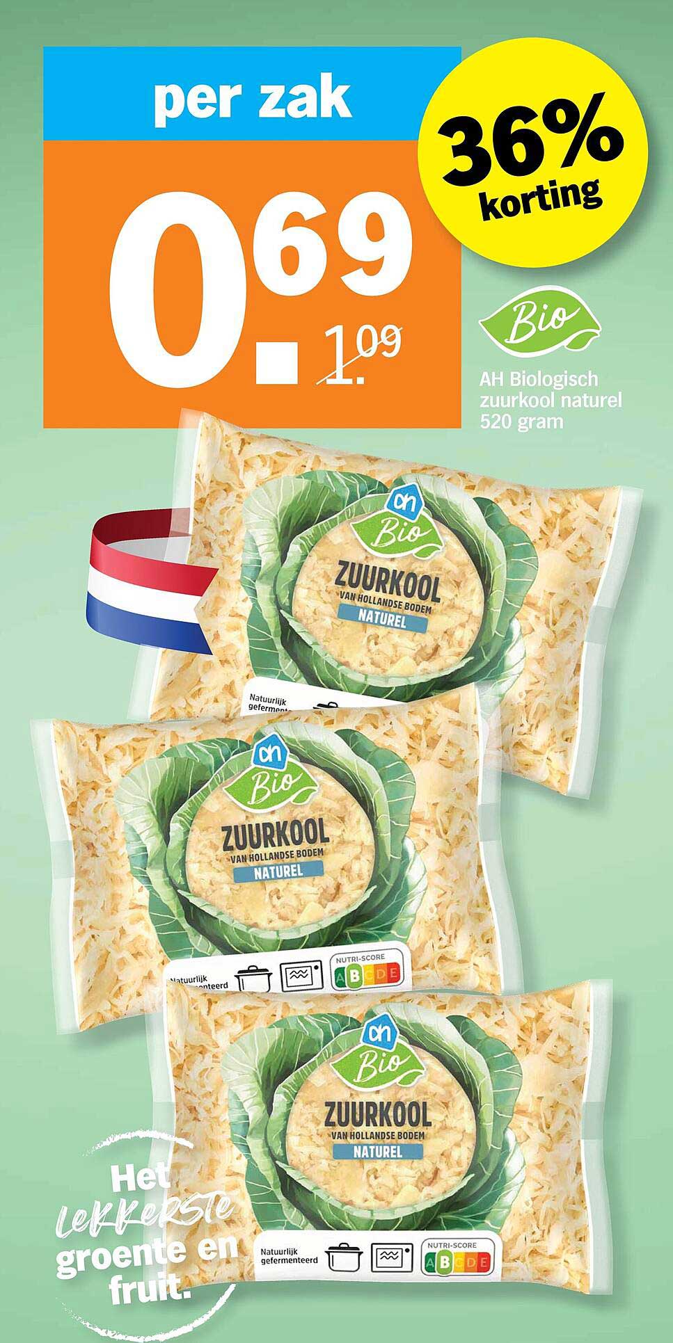 AH Biologisch zuurkool naturel 520 gram