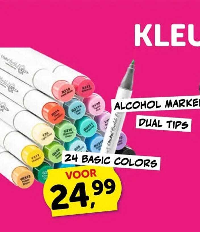 Alcohol marker dual tips 24 basic colors