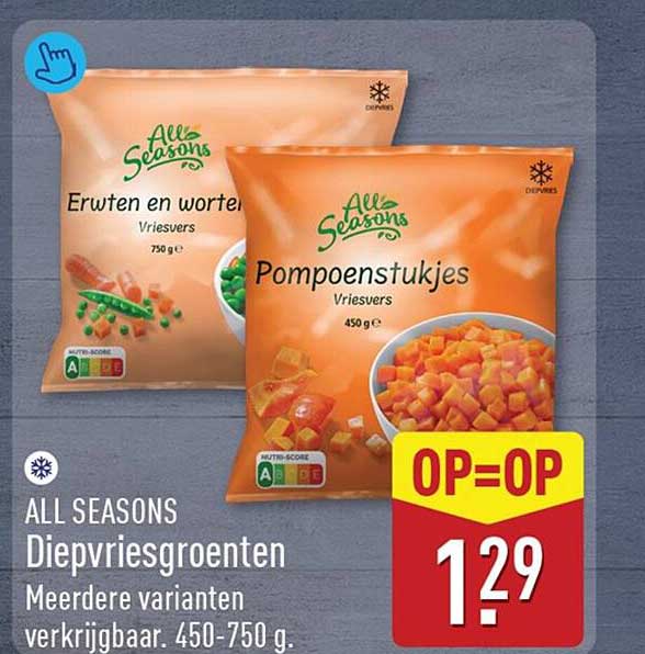 ALL SEASONS Diepvriesgroenten Meerdere varianten verkrijgbaar. 450-750 g. OP=OP