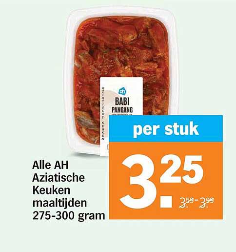 Alle AH Aziatische Keuken maaltijden 275-300 gram per stuk