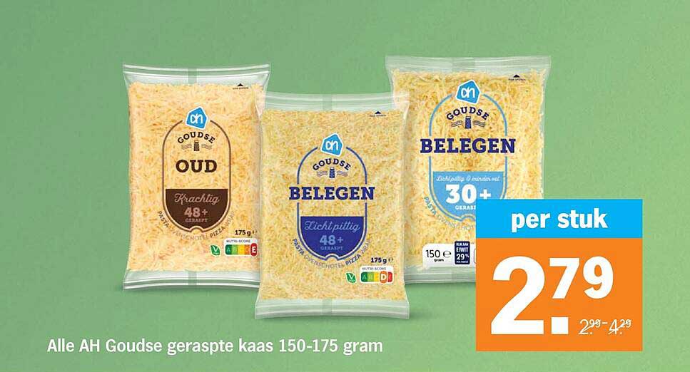 Alle AH Goudse geraspte kaas 150-175 gram