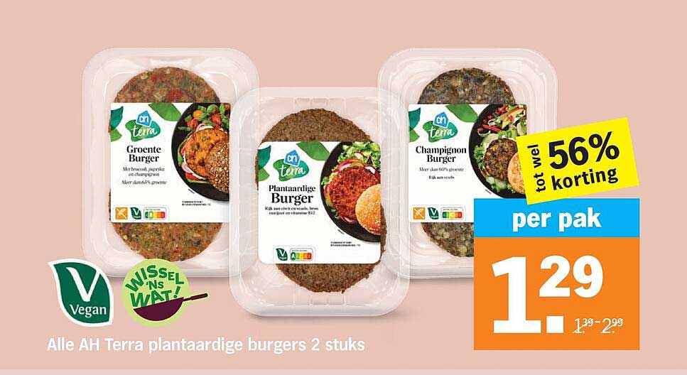 Alle AH Terra plantaardige burgers 2 stuks