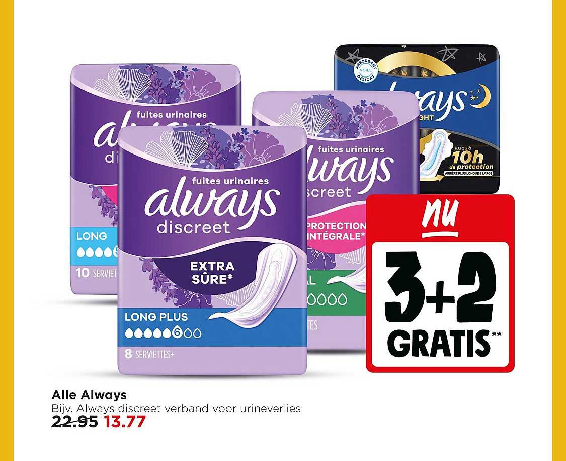 Alle Always 3+2 GRATIS**