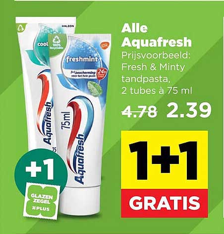 Alle Aquafresh 1+1 GRATIS