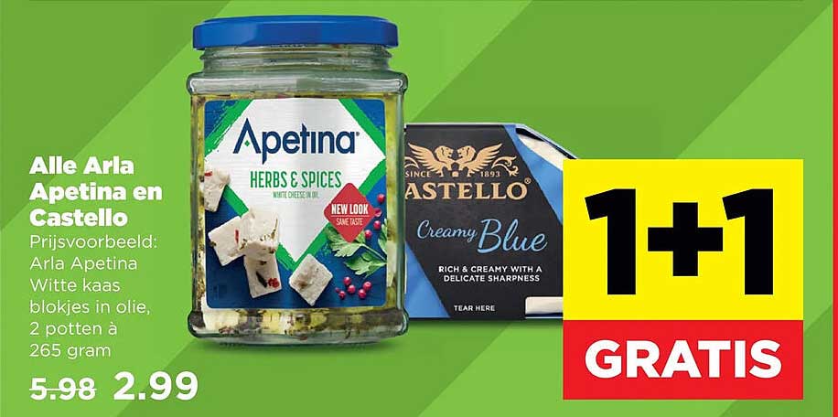 Alle Arla Apetina en Castello 1+1 GRATIS