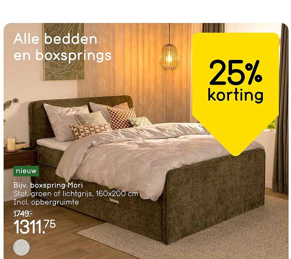 Alle bedden en boxsprings 25% korting