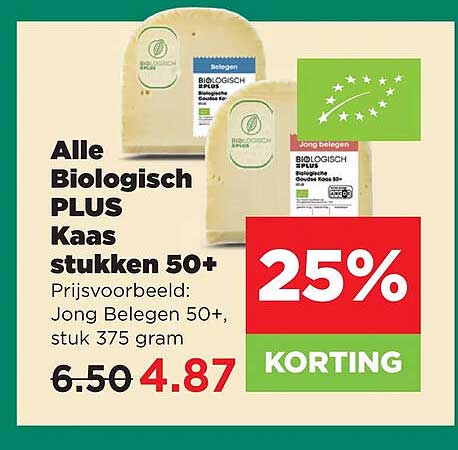 Alle Biologisch PLUS Kaas stukken 50+ 25% KORTING
