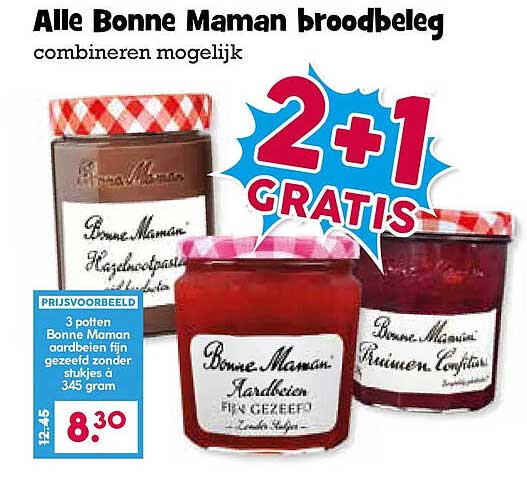 Alle Bonne Maman broodbegleg combineren mogelijk 2+1 GRATIS
