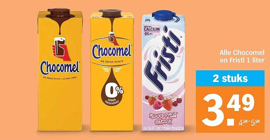 Alle Chocomel en Fristi 1 liter 2 stuks