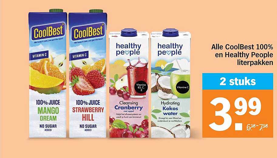 Alle CoolBest 100% en Healthy People literpakken 2 stuks