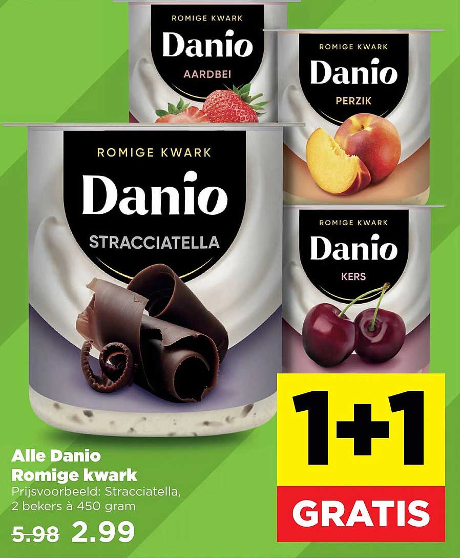 Alle Danio Romige kwark 1+1 gratis