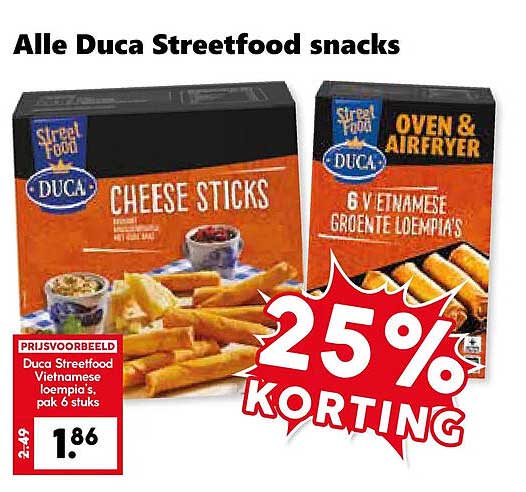 Alle Duca Streetfood snacks 25% KORTING