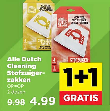 Alle Dutch Cleaning stofzuiger-zakken 1+1 gratis