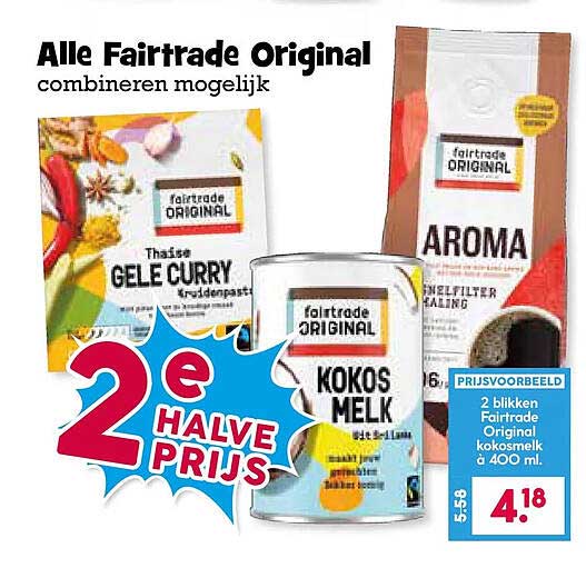 Alle Fairtrade Original combineren mogelijk 2e halve prijs