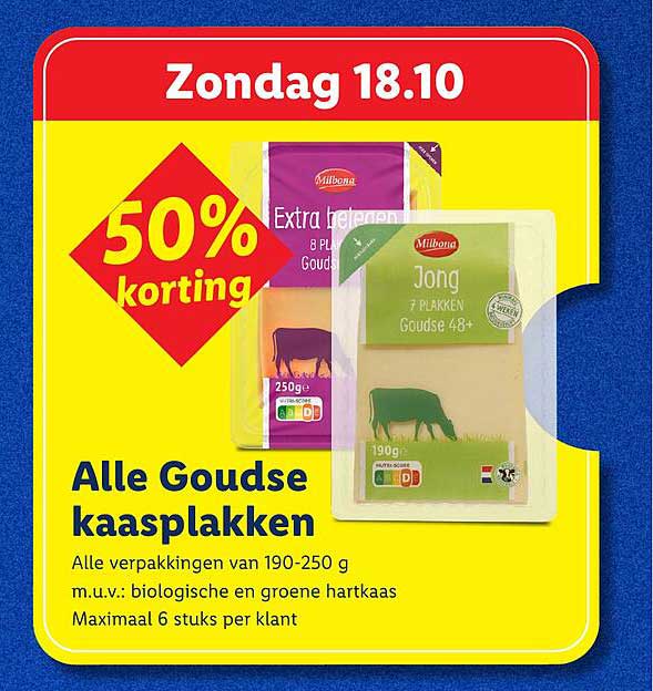 Alle Goudse kaasplakken 50% korting