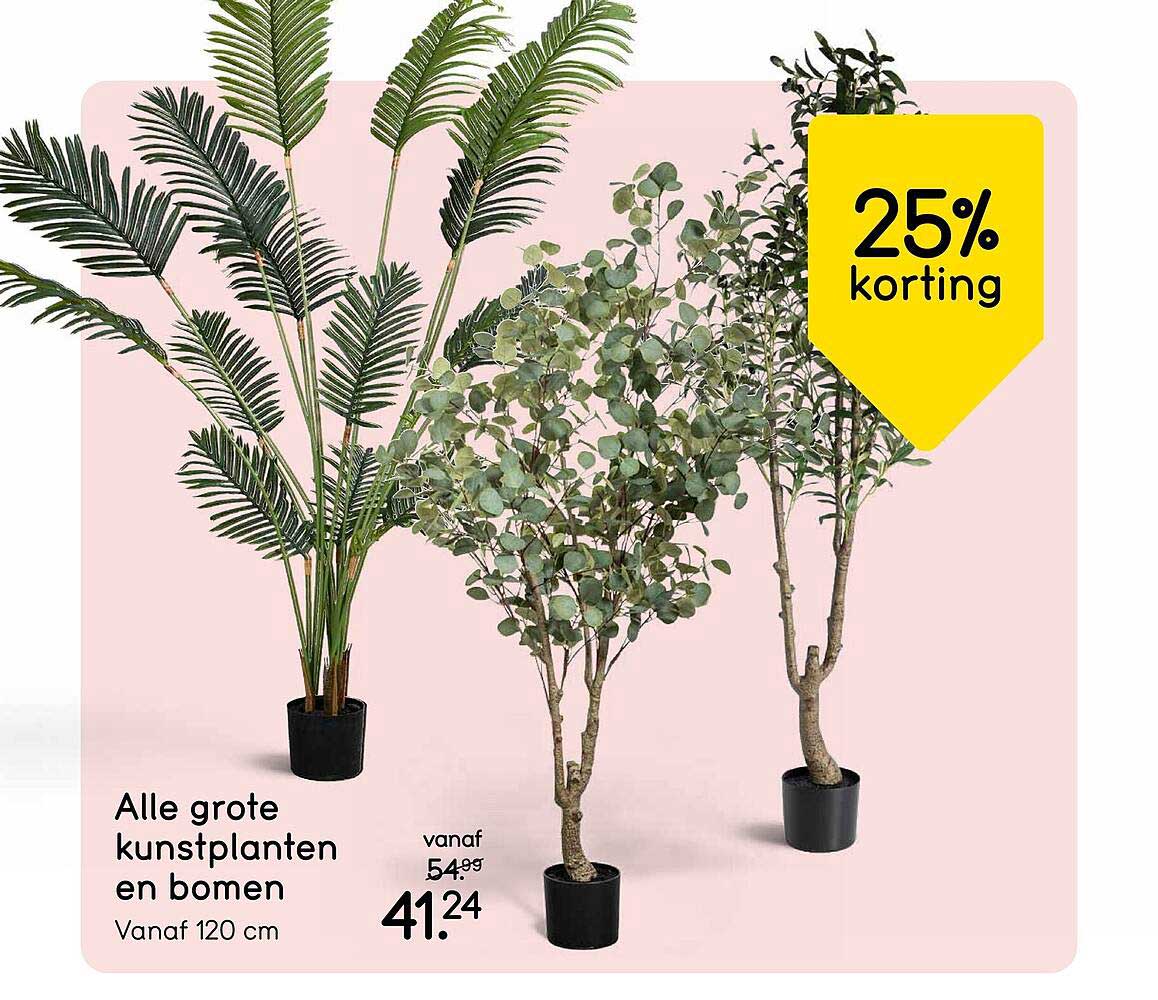 Alle grote kunstplanten en bomen Vanaf 120 cm 25% korting