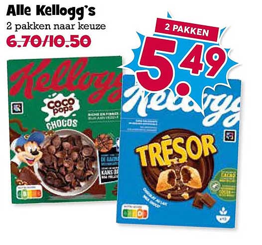 Alle Kellogg’s 2 pakken naar keuze 2 pakken