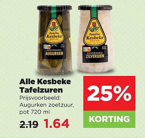 Alle Kesbeke Tafelzuren 25% KORTING