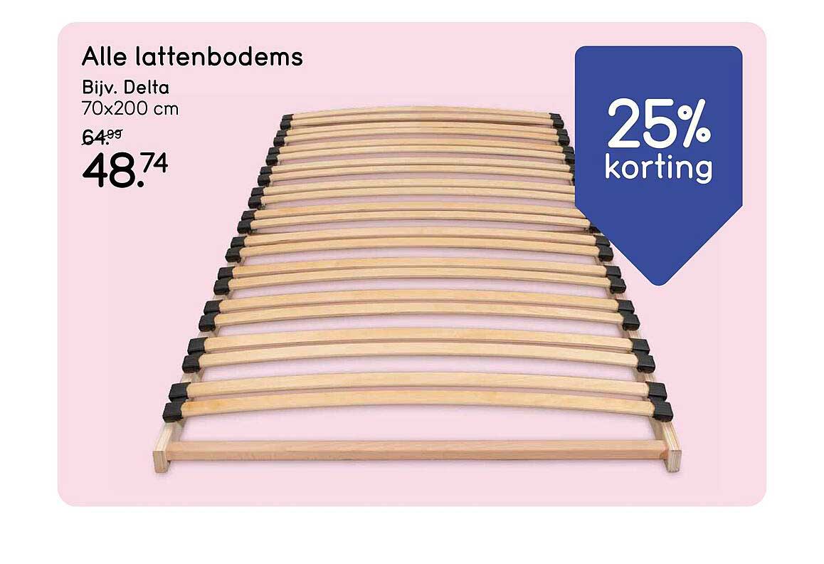 Alle lattenbodems Bijv. Delta 70x200 cm 25% korting