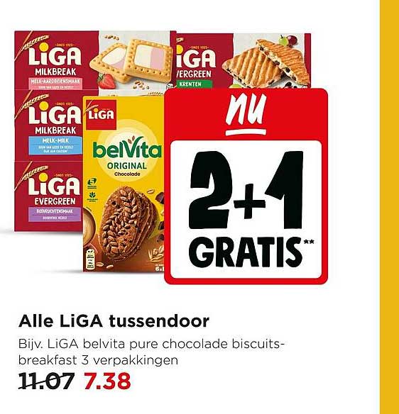 Alle LIGA tussendoor 2+1 gratis