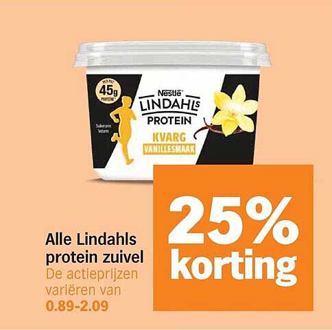 Alle Lindahls protein zuivel 25% korting