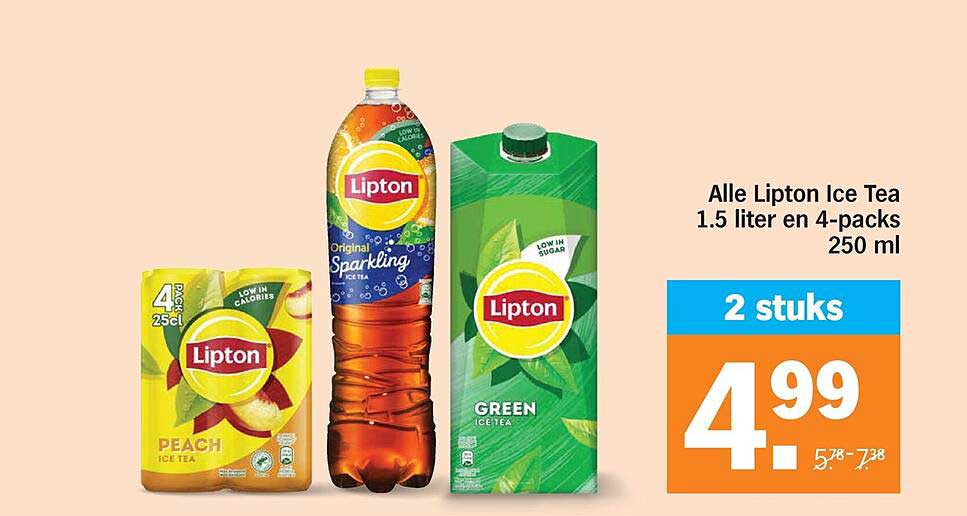 Alle Lipton Ice Tea 1.5 liter en 4-packs 250 ml 2 stuks