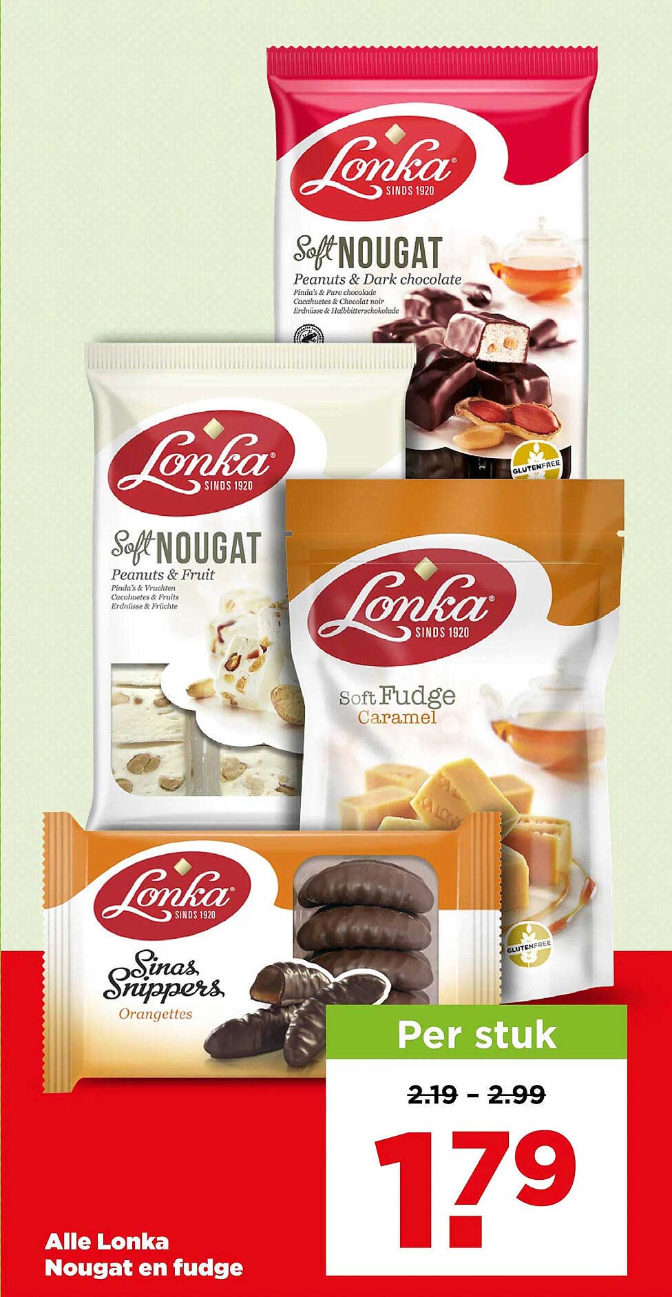 Alle Lonka Nougat en fudge