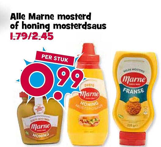 Alle Marne mosterd of honing mosterdsaus
