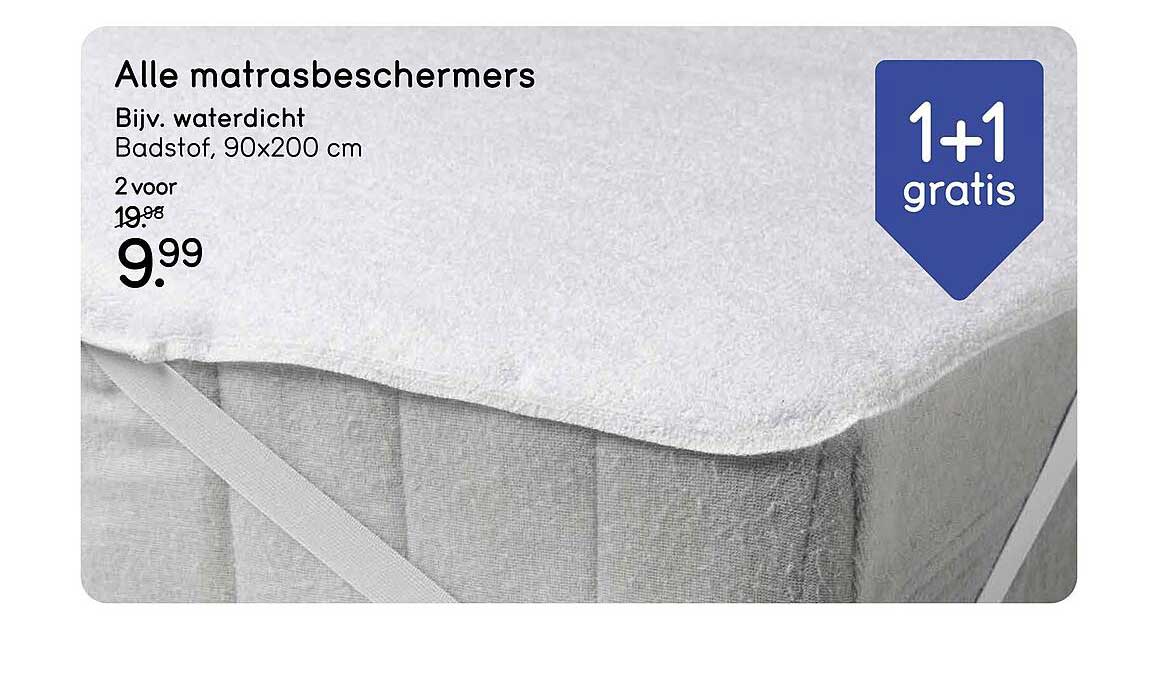 Alle matrasbeschermers Bijv. waterdicht Badstof, 90x200 cm 1+1 gratis