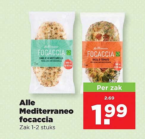 Alle Mediterraneo focaccia Zak 1-2 stuks