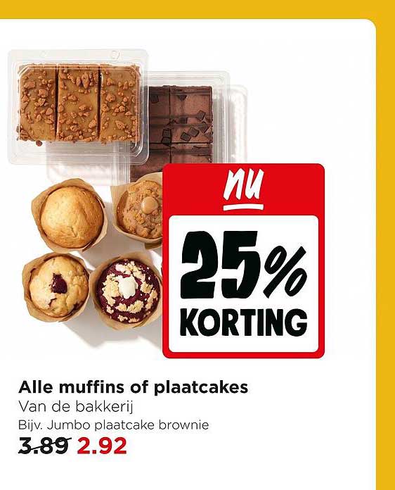 Alle muffins of plaatcakes 25% korting