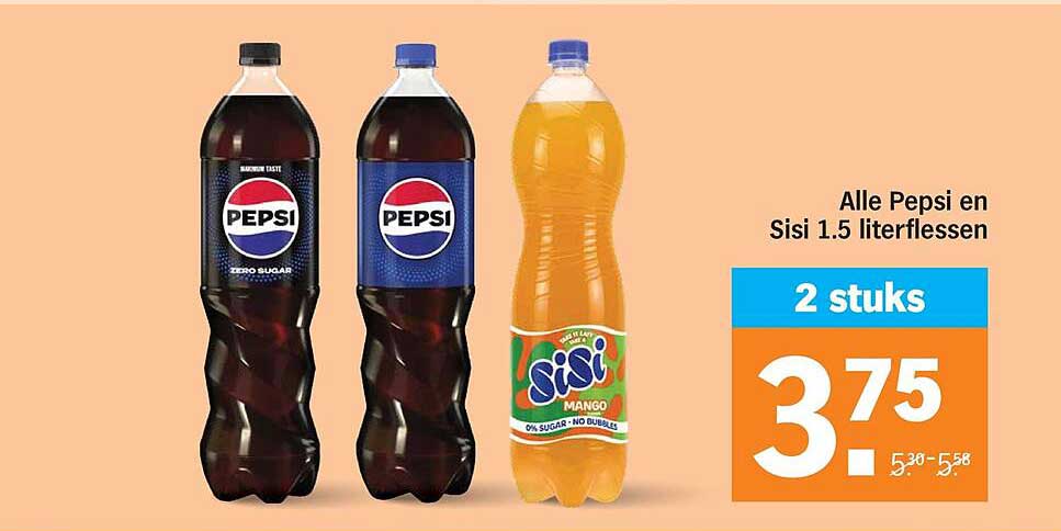 Alle Pepsi en Sisi 1.5 literflessen 2 stuks