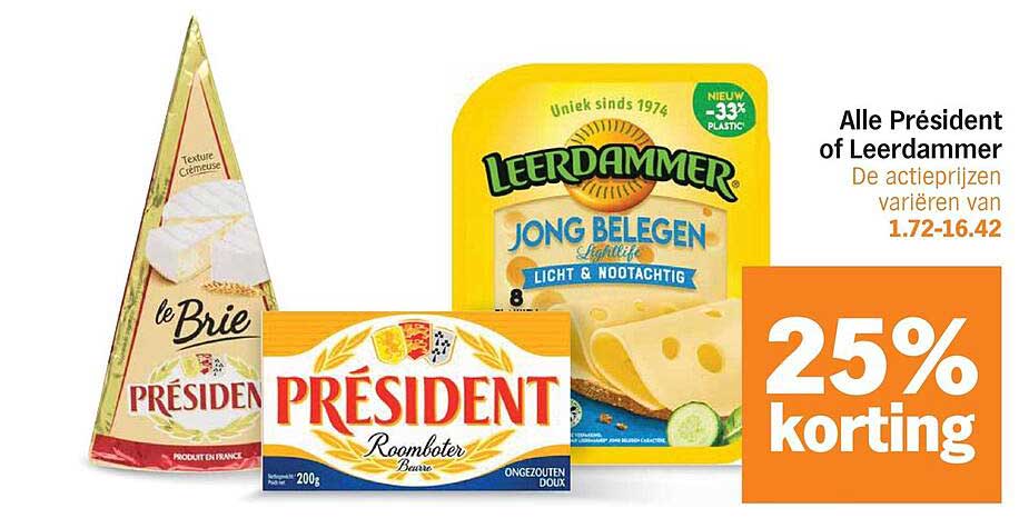Alle Président of Leerdammer 25% korting