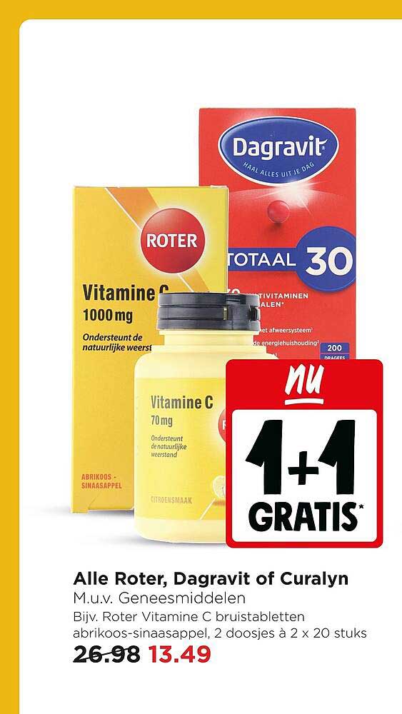 Alle Roter, Dagravit of Curalyn 1+1 gratis