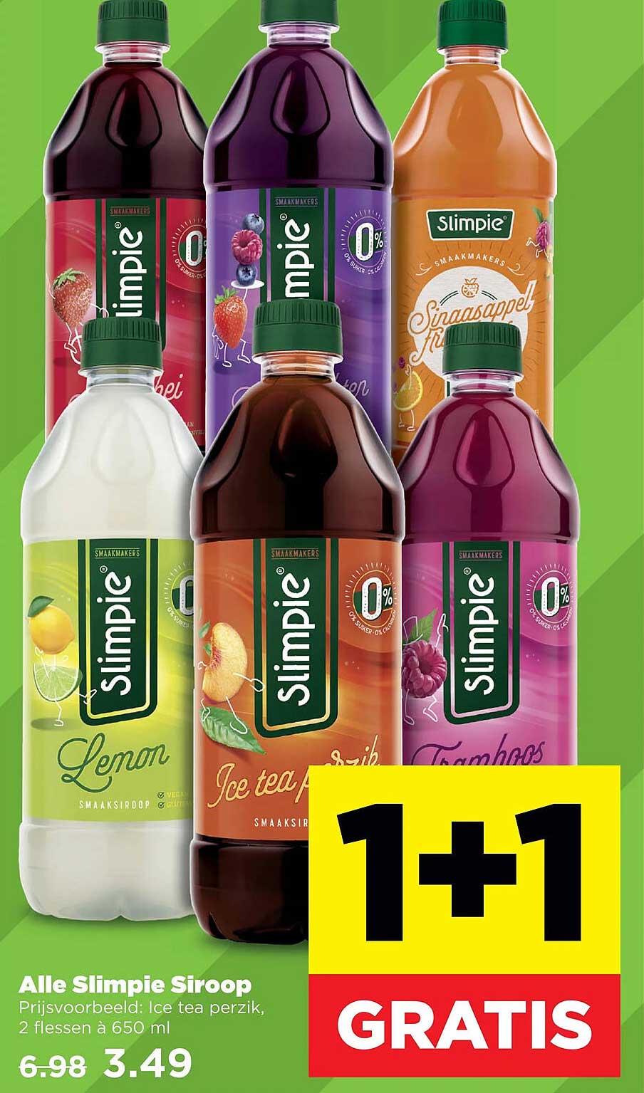 Alle Slimpie Siroop 1+1 gratis