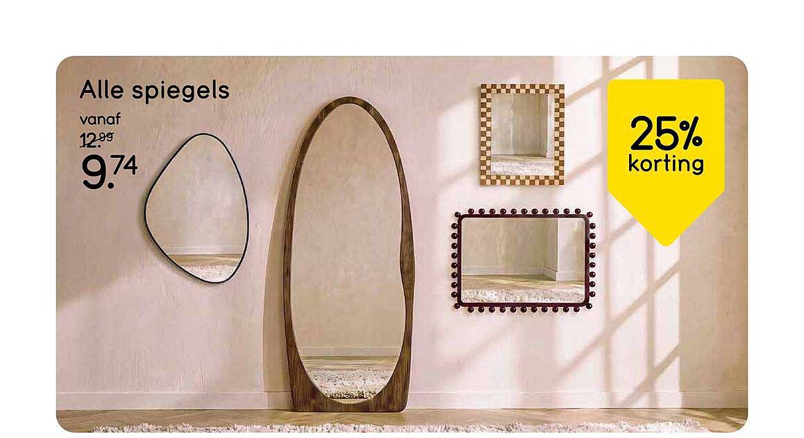 Alle spiegels 25% korting