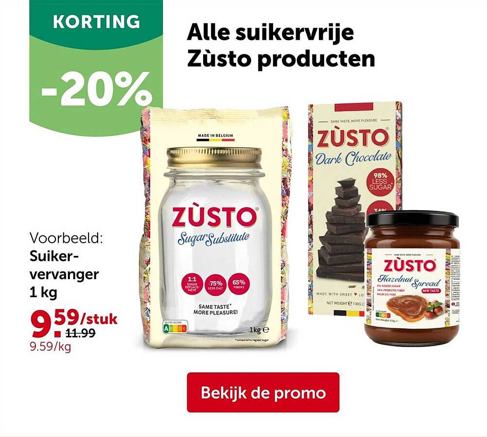 Alle suikervrije Zùsto producten -20%
