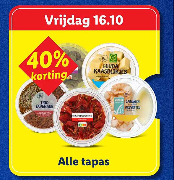 Alle tapas 40% korting
