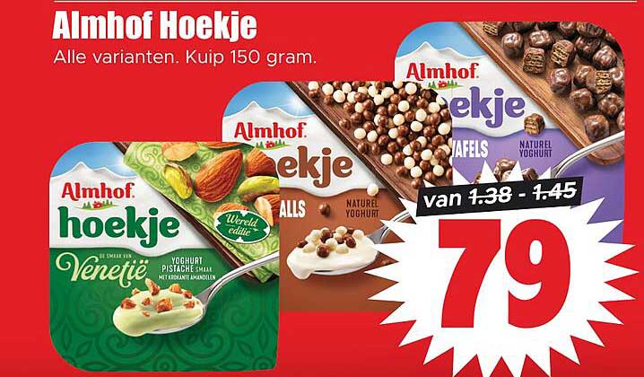 Almhof Hoekje Alle varianten. Kuip 150 gram.