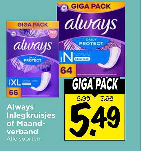 Always Inlegkruisjes of Maandverband Alle soorten GIGA PACK