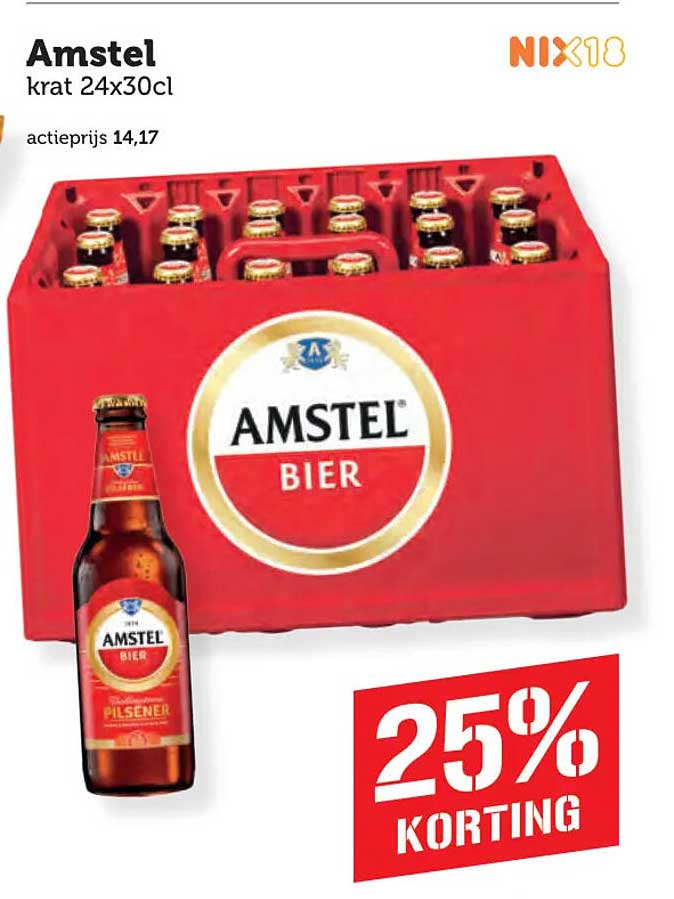 Amstel krat 24x30cl 25% korting