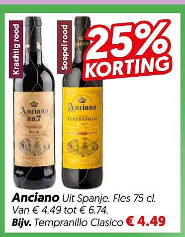 Anciano Uit Spanje. Fles 75 cl. 25% KORTING