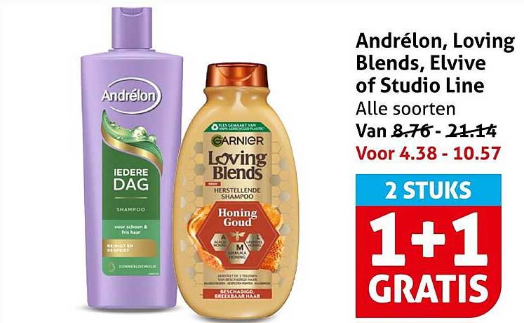 Andrélon, Loving Blends, Elvive of Studio Line Alle soorten 2 STUKS 1+1 GRATIS