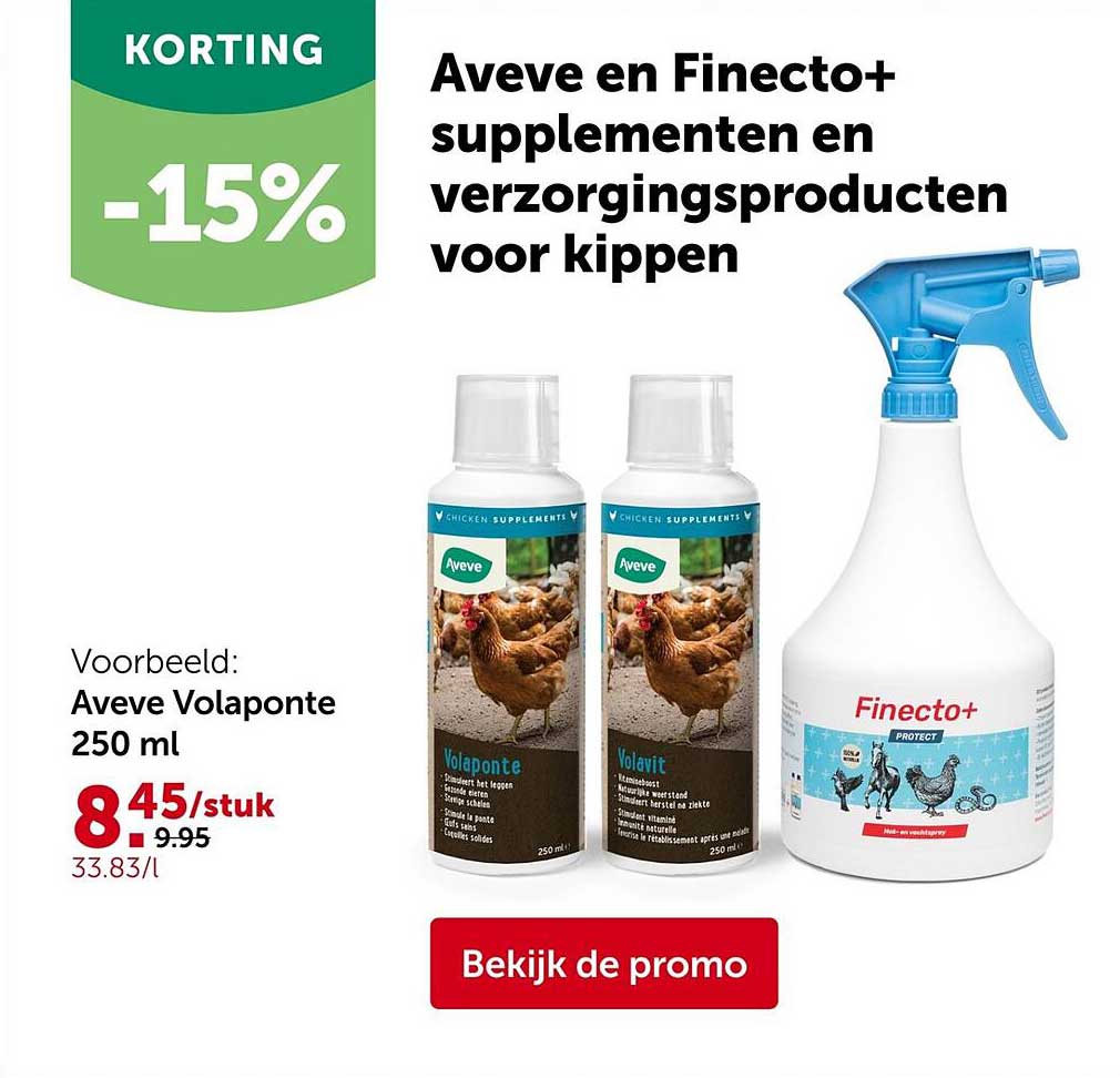Aveve en Finecto+ supplementen en verzorgingsproducten voor kippen -15%